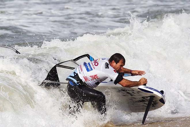 Angulo tackles the shorebreak - PWA Reno World Cup Sylt Grand Slam 2011  © PWA World Tour http://www.pwaworldtour.com